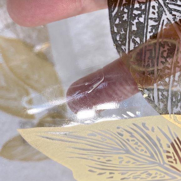 Vintage MCM Gold Leaf Large Glass Salad Bowl With 4 Matching Small Bowls - Picture 8 of 16